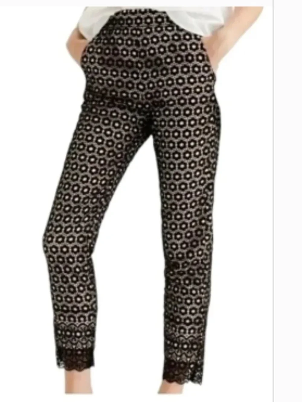 Like New, J Crew Daisy Lace Black Lace Pants, Size 2P